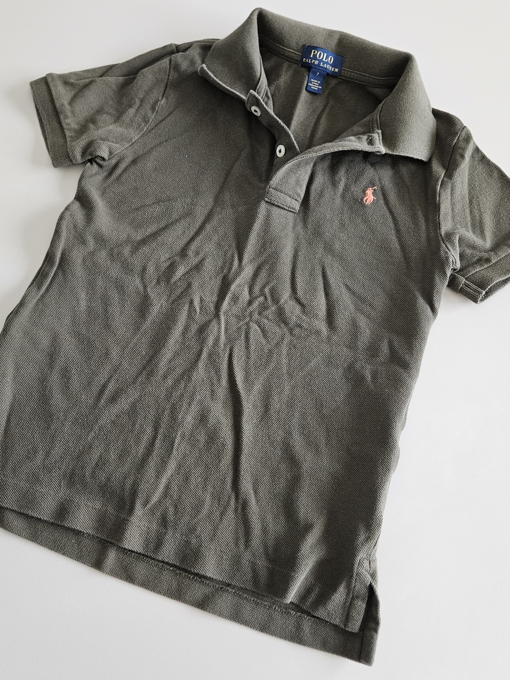 Polo by Ralph Lauren Olive Green Polo Shirt with Pink Pony